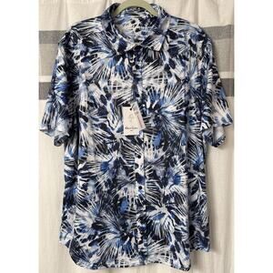 NWT Robert Graham Donato Mens XL Blue Tie Dye Performance Button Down Shirt $158